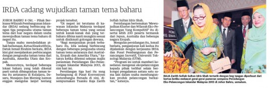 IRDA cadang wujudkan taman tema - Utusan 9 Okt. 2013