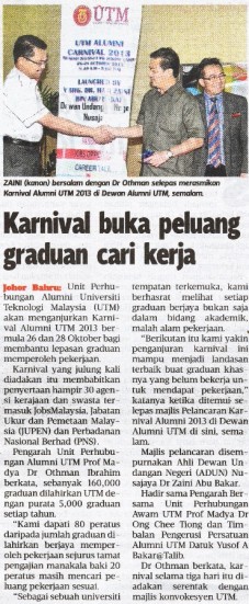 Karnival buka peluang graduan cari kerja Harian Metro 23 Oktober 2013-1