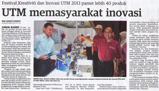 UTM memasyarakatkan inovasi Utusan Malaysia 23 Oktober 2013-1