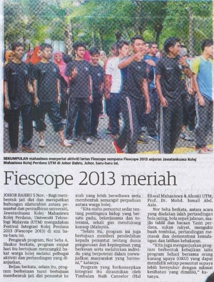 Fiescope 2013 meriah Utusan Malaysia 6 November 2013-1