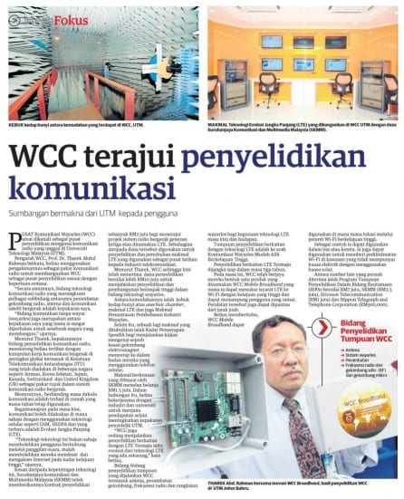 WCC terajui penyelidikan komunikasi - Utusan Malaysia 13 Jan 14