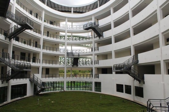 The Central Open Inner Courtyard in an oval shape surrounded with all rooms, lecture halls, laboratory and other facilities at the new Faculty of Science building.