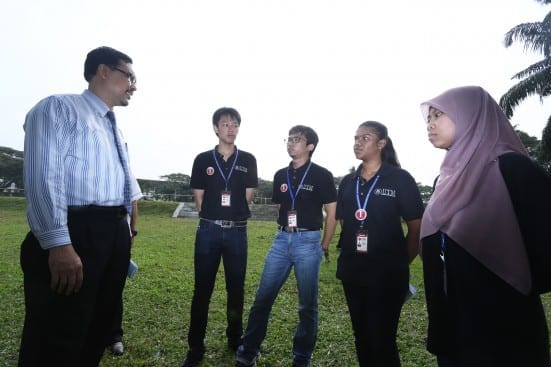 Prof. Azlan (most left) chats with newly registered Bachelor of Science (Equine Management) students at UTM Equine Park, Johor Bahru campus.