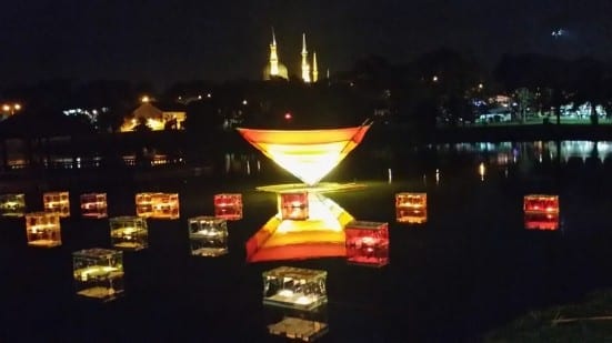 The Giant floating Tanglong at UTM 17th Tanglong Festival 2014 at Tasik Ilmu, Johor Bahru campus                                      