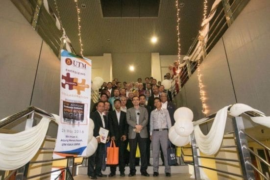 Prof. Azlan (second right) capturing a group photo with UTM Industrial partners representatives that attended the Academia-Industry Appreciation Night that held at UTMKL.