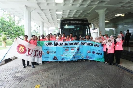 The expedition crew of the 8th Trans Malaysia Biodiesel Expedition 2016 participants after the launching ceremony by the UTM Vice Chancellor, Prof. Datuk Ir. Dr. Wahid Omar at Sultan Ibrahim Chancellery Building, Johor Bahru campus.