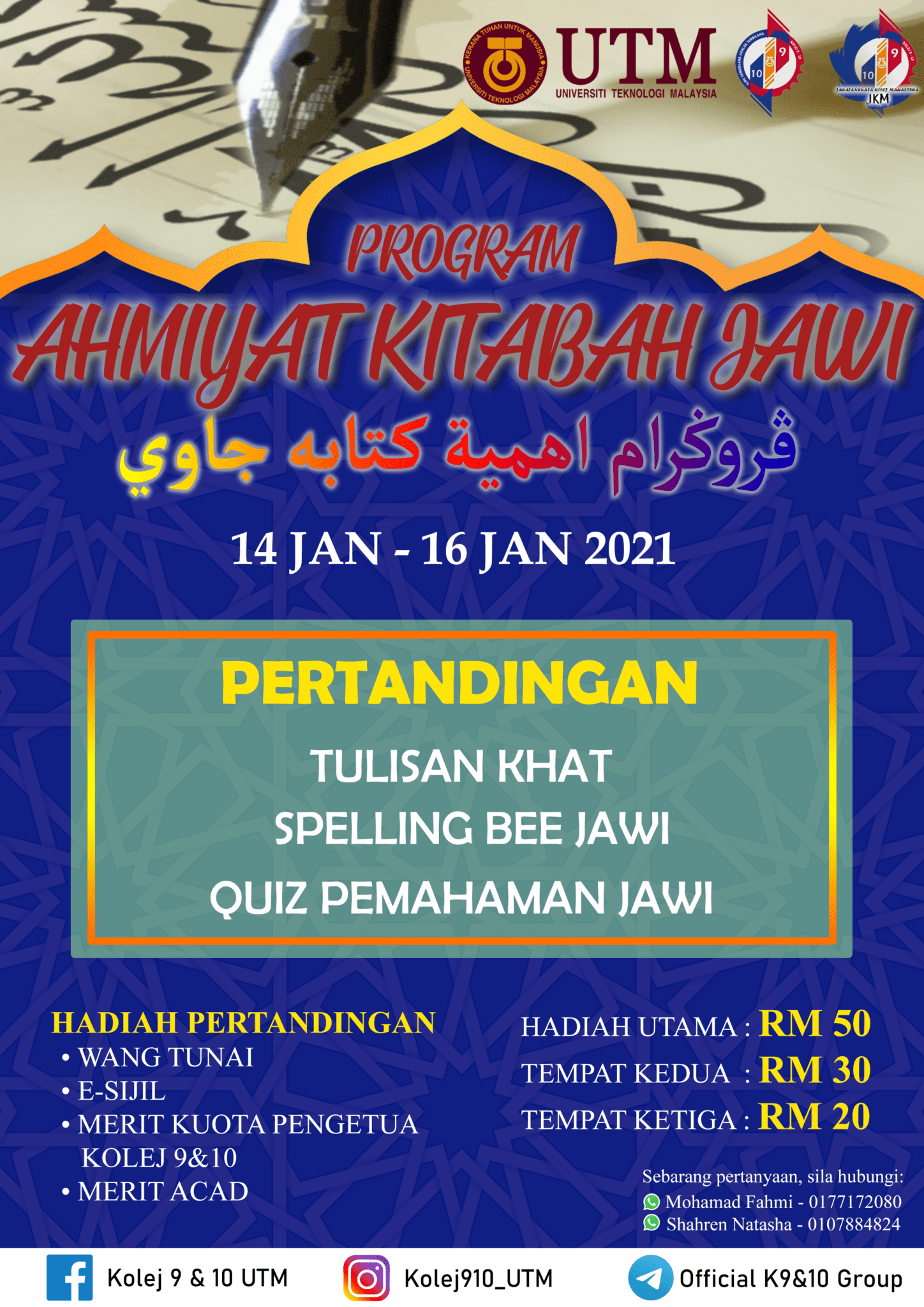 Program Ahmiyat Kitabah Jawi Insiatif Mahasiswa UTM Perkasa Tulisan Jawi