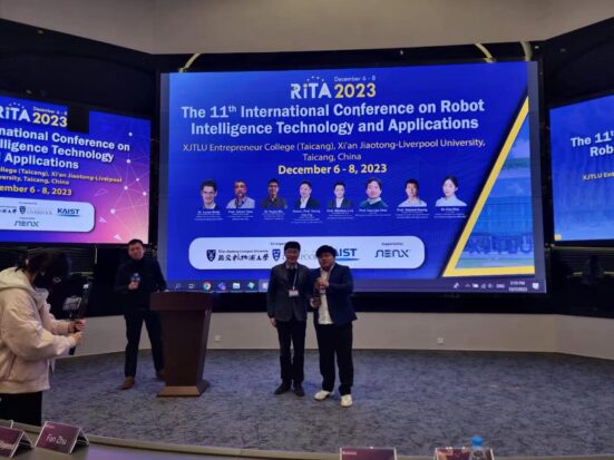Mingyu Wu at RiTA 2023, receiving the Best Paper Award.