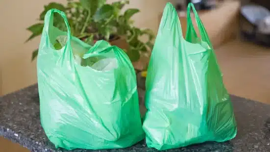 green plastic bags