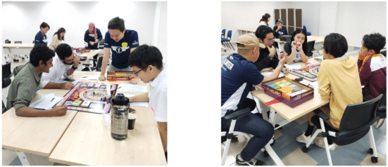 Several groups of participants playing the CASHFLOW board game