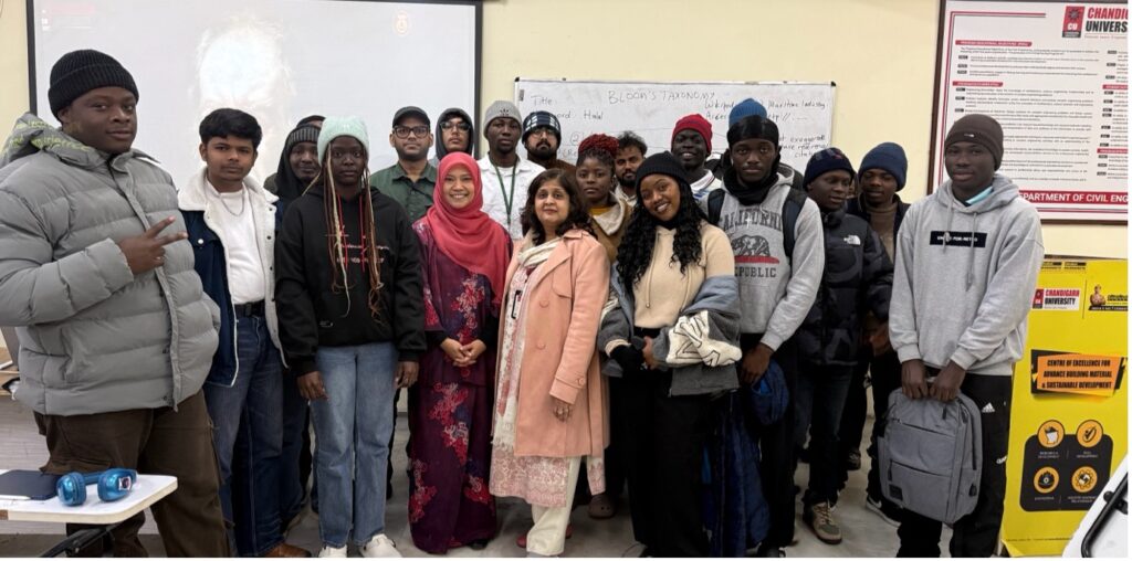 With the CU faculty member cum representative from the Construction Technology and Management Department, University Institute of Engineering of CU, Ms Shalika Mehta and the BEng students